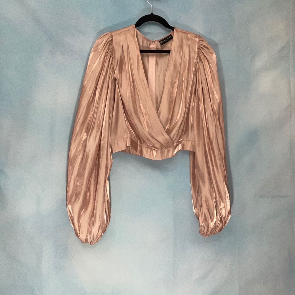 Shimmery Bubble Sleeve Blouse